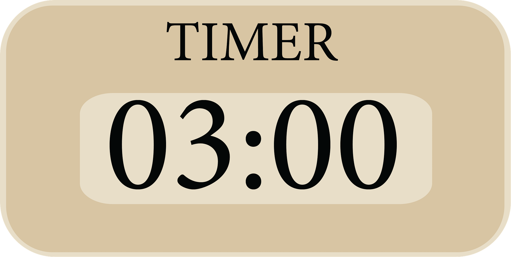 Timer zeigt drei minuten